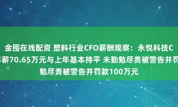 金囤在线配资 塑料行业CFO薪酬观察：永悦科技CFO朱水宝年薪70.65万元与上年基本持平 未勤勉尽责被警告并罚款100万元