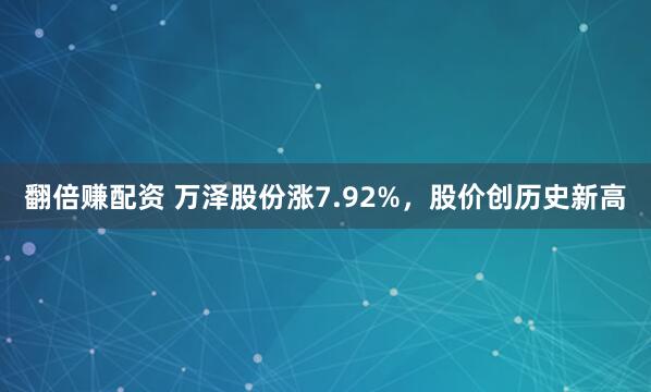 翻倍赚配资 万泽股份涨7.92%，股价创历史新高